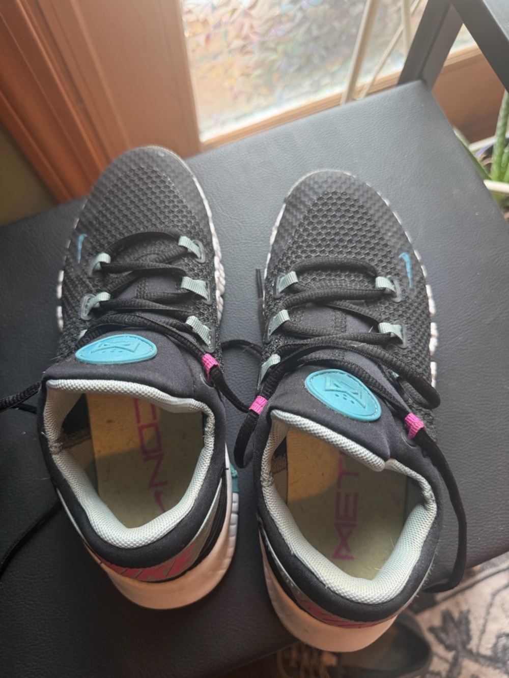Nike Black Athletic Sneakers with Teal and Pink Accents